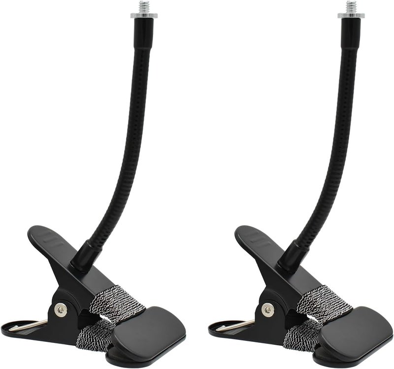 Holicfun Clip Mount for Ring, Blink, Eufy, Google Nest, Wyze, and Arlo Indoor Outdoor Cameras, 15cm Gooseneck Arm, Flexible Adjustment, Strong Clamp, Black, 2-Pack - Image 1